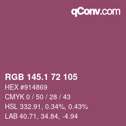 カラーコード: RGB 145.1 72 105 | qconv.com
