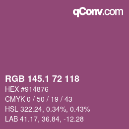 カラーコード: RGB 145.1 72 118 | qconv.com