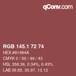 カラーコード: RGB 145.1 72 74 | qconv.com