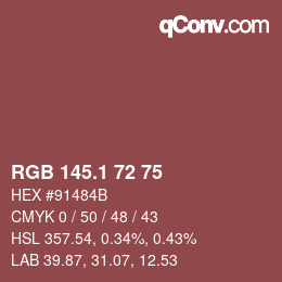 カラーコード: RGB 145.1 72 75 | qconv.com