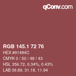 カラーコード: RGB 145.1 72 76 | qconv.com