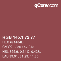 カラーコード: RGB 145.1 72 77 | qconv.com