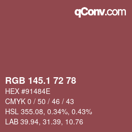 カラーコード: RGB 145.1 72 78 | qconv.com