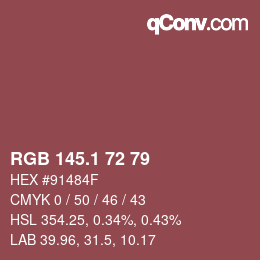 カラーコード: RGB 145.1 72 79 | qconv.com