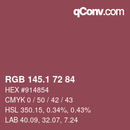 カラーコード: RGB 145.1 72 84 | qconv.com