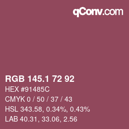 カラーコード: RGB 145.1 72 92 | qconv.com