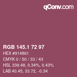 カラーコード: RGB 145.1 72 97 | qconv.com