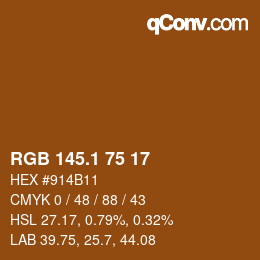 カラーコード: RGB 145.1 75 17 | qconv.com