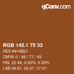 カラーコード: RGB 145.1 75 33 | qconv.com