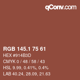 カラーコード: RGB 145.1 75 61 | qconv.com