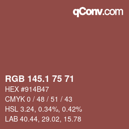 カラーコード: RGB 145.1 75 71 | qconv.com