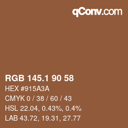 カラーコード: RGB 145.1 90 58 | qconv.com