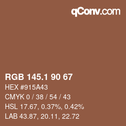 カラーコード: RGB 145.1 90 67 | qconv.com