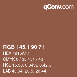 カラーコード: RGB 145.1 90 71 | qconv.com