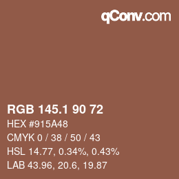 カラーコード: RGB 145.1 90 72 | qconv.com