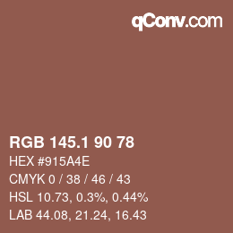 カラーコード: RGB 145.1 90 78 | qconv.com