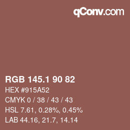 カラーコード: RGB 145.1 90 82 | qconv.com