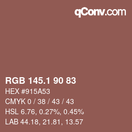 カラーコード: RGB 145.1 90 83 | qconv.com