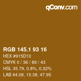 カラーコード: RGB 145.1 93 16 | qconv.com