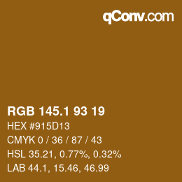 カラーコード: RGB 145.1 93 19 | qconv.com