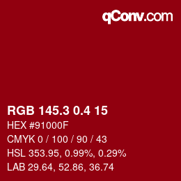 カラーコード: RGB 145.3 0.4 15 | qconv.com