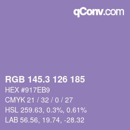 カラーコード: RGB 145.3 126 185 | qconv.com