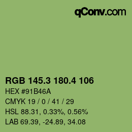 カラーコード: RGB 145.3 180.4 106 | qconv.com