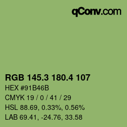 カラーコード: RGB 145.3 180.4 107 | qconv.com