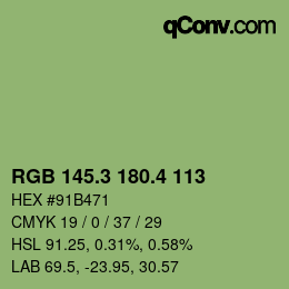 カラーコード: RGB 145.3 180.4 113 | qconv.com