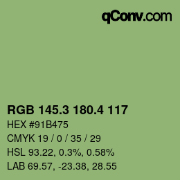 カラーコード: RGB 145.3 180.4 117 | qconv.com