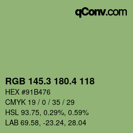 カラーコード: RGB 145.3 180.4 118 | qconv.com
