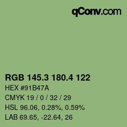 カラーコード: RGB 145.3 180.4 122 | qconv.com