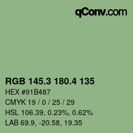 カラーコード: RGB 145.3 180.4 135 | qconv.com