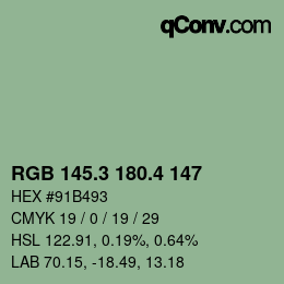 カラーコード: RGB 145.3 180.4 147 | qconv.com