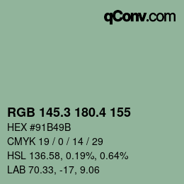 カラーコード: RGB 145.3 180.4 155 | qconv.com