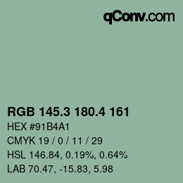 カラーコード: RGB 145.3 180.4 161 | qconv.com
