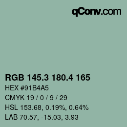 カラーコード: RGB 145.3 180.4 165 | qconv.com