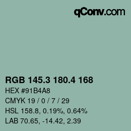 カラーコード: RGB 145.3 180.4 168 | qconv.com