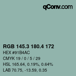カラーコード: RGB 145.3 180.4 172 | qconv.com
