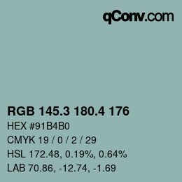カラーコード: RGB 145.3 180.4 176 | qconv.com