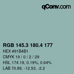 カラーコード: RGB 145.3 180.4 177 | qconv.com