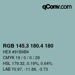 カラーコード: RGB 145.3 180.4 180 | qconv.com