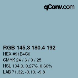 カラーコード: RGB 145.3 180.4 192 | qconv.com