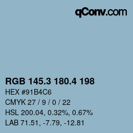 カラーコード: RGB 145.3 180.4 198 | qconv.com