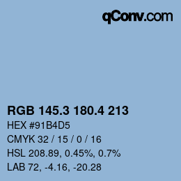 カラーコード: RGB 145.3 180.4 213 | qconv.com
