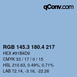 カラーコード: RGB 145.3 180.4 217 | qconv.com