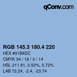 カラーコード: RGB 145.3 180.4 220 | qconv.com