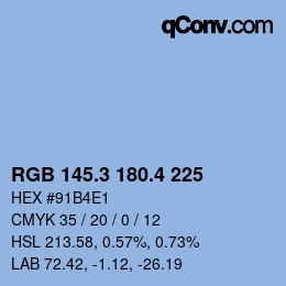 カラーコード: RGB 145.3 180.4 225 | qconv.com