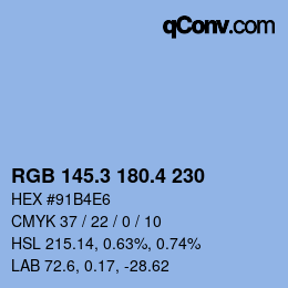 カラーコード: RGB 145.3 180.4 230 | qconv.com