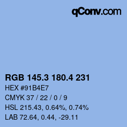 カラーコード: RGB 145.3 180.4 231 | qconv.com